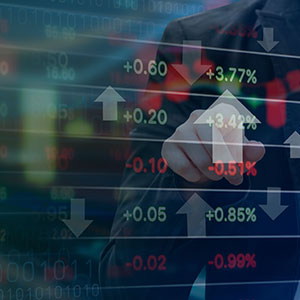 Stock percentages rising and falling arrows going up and down 